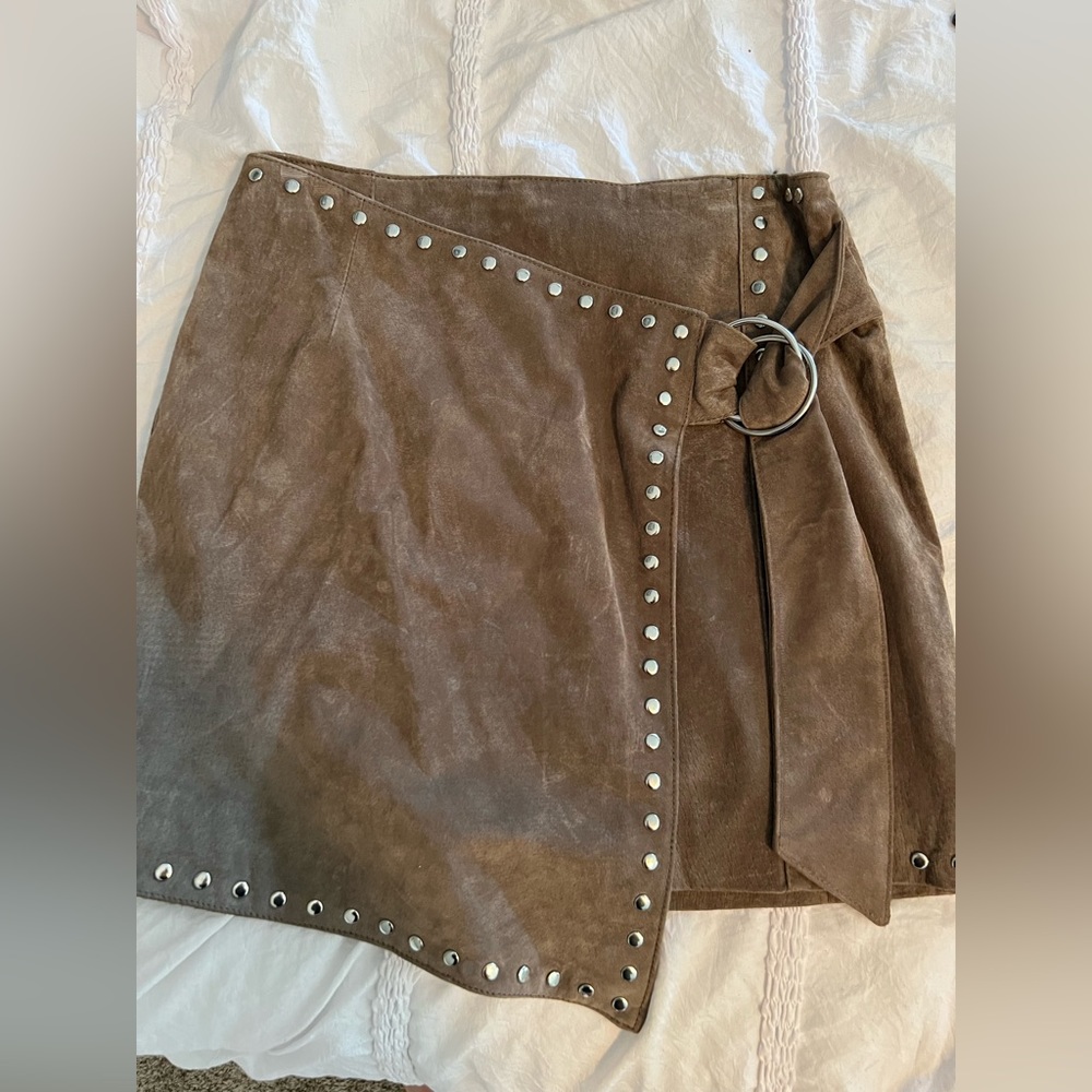 Forever 21 Green Studded Wrap Skirt